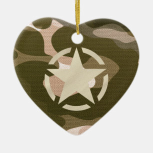 Ornamento De Cerâmica Etiqueta de estrela no estilo da camuflagem de bur