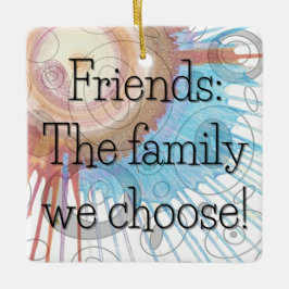 Ornamento De Cerâmica Etiqueta de Presente Quadrado da Família Escolhida