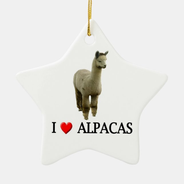 Ornamento De Cerâmica Eu adoro alpacas (Frente)