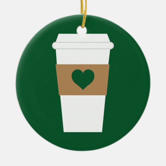 Ornamento De Cerâmica Eu adoro Café Descartável (Frente)