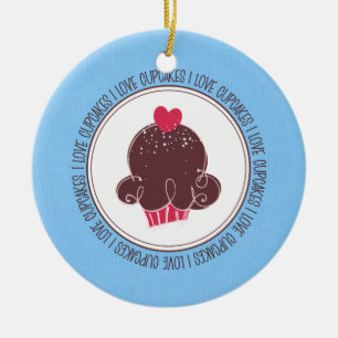Ornamento De Cerâmica Eu adoro Cupcakes de cerâmica