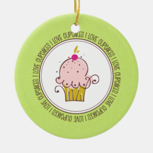 Ornamento De Cerâmica Eu adoro Cupcakes de cerâmica