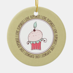 Ornamento De Cerâmica Eu adoro Cupcakes de cerâmica
