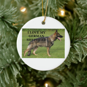 Ornamento De Cerâmica Eu adoro o meu german shepherd