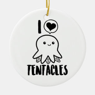 Ornamento De Cerâmica Eu Adoro Tentáculos T-shirt Cute Octopus Tee