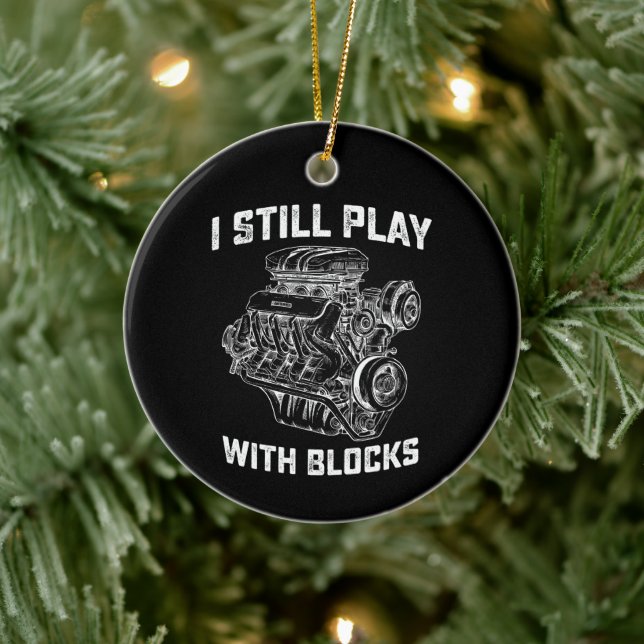 Ornamento De Cerâmica Eu Ainda Brinco Com Blocos Mecânicos Do Carro (Árvore)
