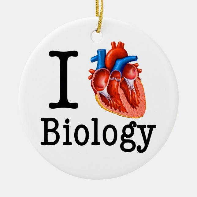 Ornamento De Cerâmica Eu amo a biologia (Frente)