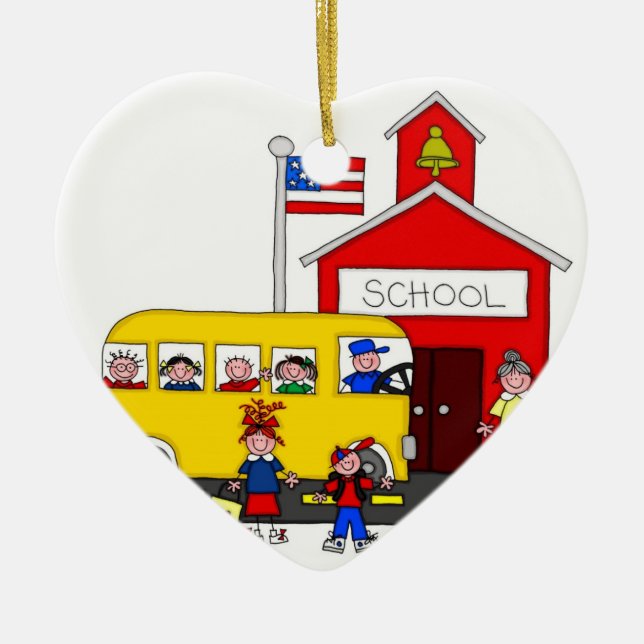 Ornamento De Cerâmica Eu amo a escola (Frente)