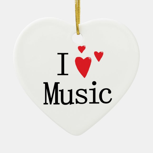 Ornamento De Cerâmica Eu amo a música (Frente)
