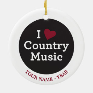 Ornamento De Cerâmica Eu amo a música country