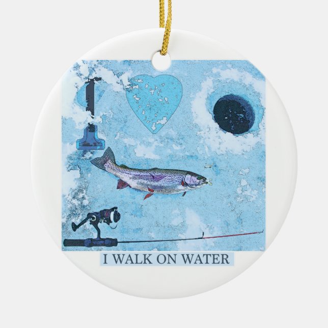 Ornamento De Cerâmica Eu amo a pesca do gelo (Frente)