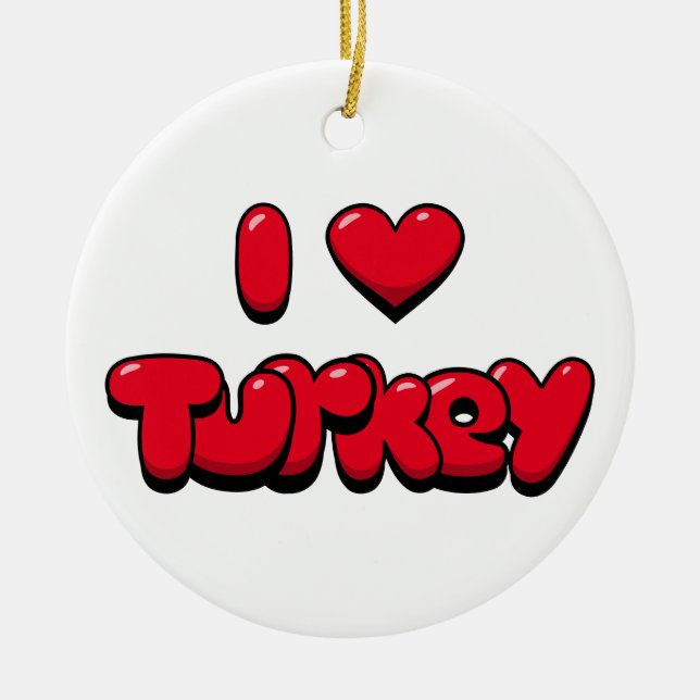 Ornamento De Cerâmica Eu Amo A Turquia (Frente)