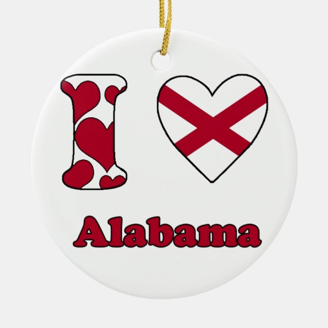 Ornamento De Cerâmica Eu amo Alabama (Frente)