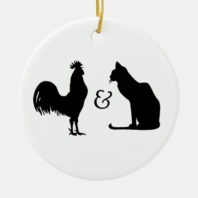 Ornamento De Cerâmica Eu amo ambos (Frente)