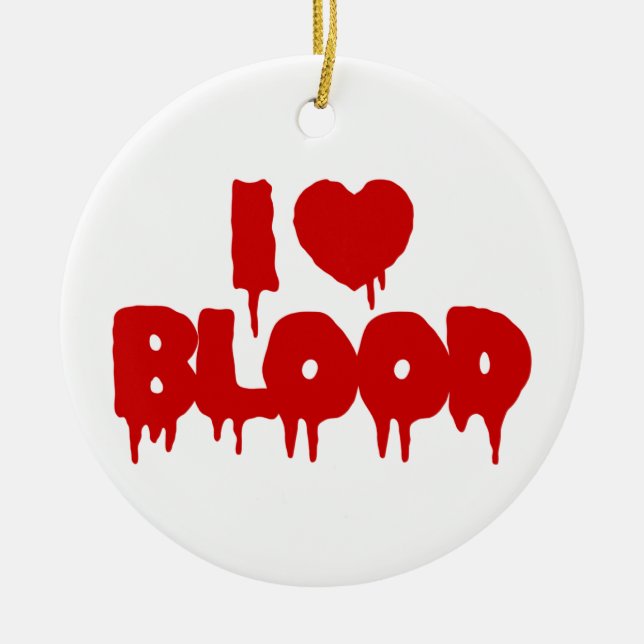 ORNAMENTO DE CERÂMICA EU AMO [AMO] SANGUE (Frente)