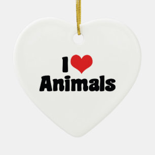 Ornamento De Cerâmica Eu Amo Animais do Coração - Amante de Animais