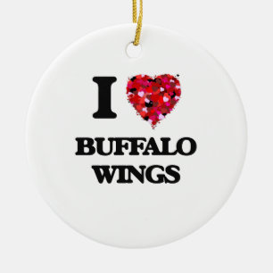 Ornamento De Cerâmica Eu amo as asas de frango fritas