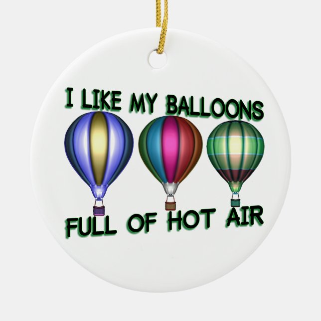Ornamento De Cerâmica Eu amo balões de ar quente (Frente)
