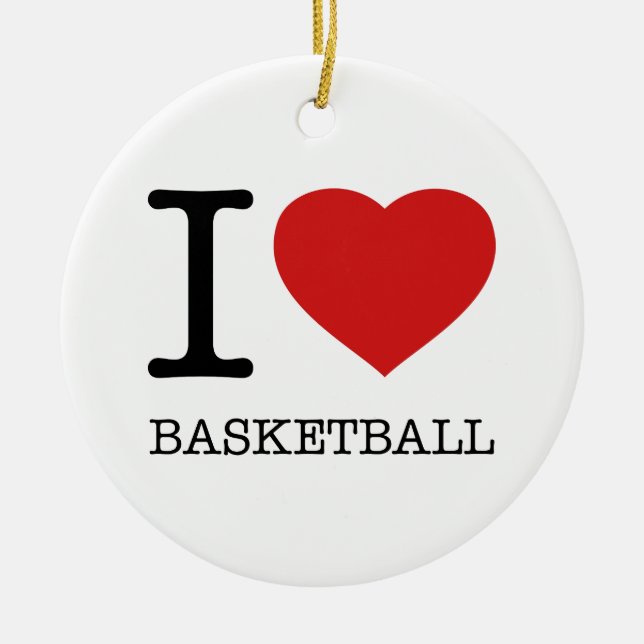 ORNAMENTO DE CERÂMICA EU AMO BASQUETEBOL (Frente)