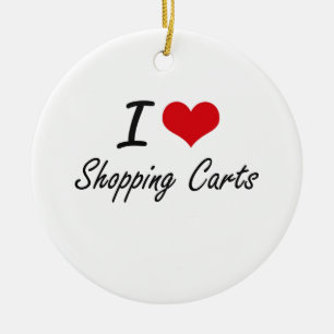 Ornamento De Cerâmica Eu amo carrinhos de compras