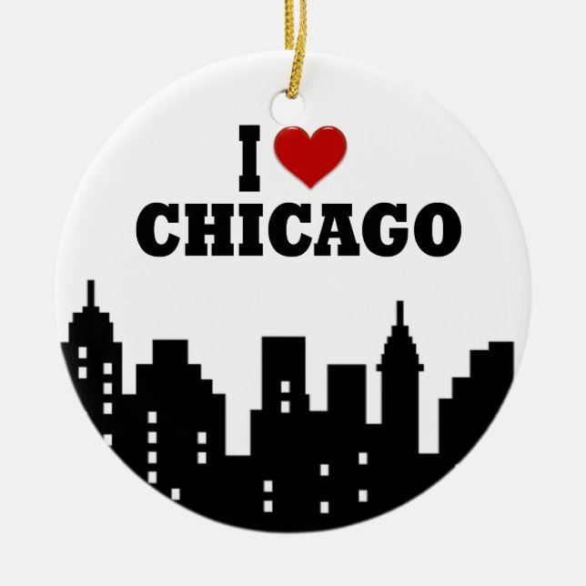 Ornamento De Cerâmica Eu amo Chicago (Frente)