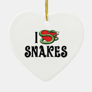 Ornamento De Cerâmica Eu Amo Cobras Coração