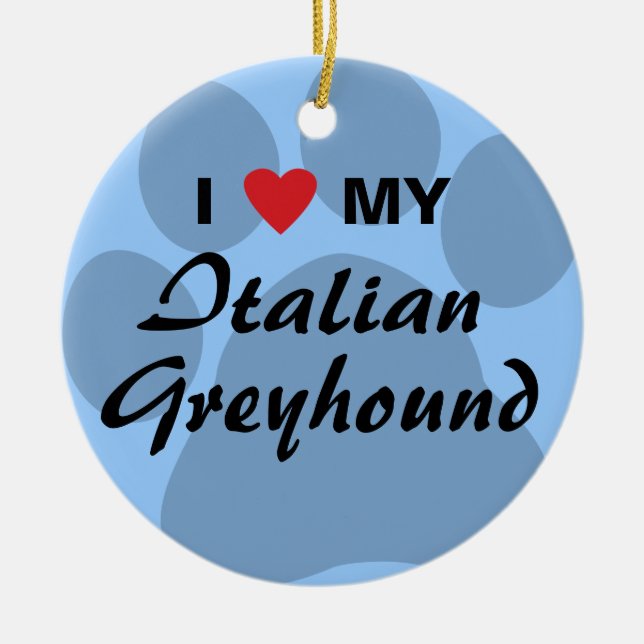 Ornamento De Cerâmica Eu amo (coração) meu galgo italiano (Frente)