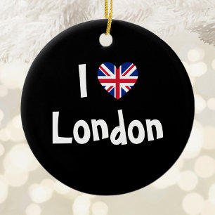 Ornamento De Cerâmica Eu Amo Coração Union Jack Londres
