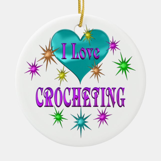 Ornamento De Cerâmica Eu amo Crocheting (Frente)