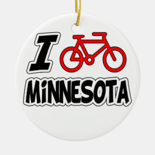 Ornamento De Cerâmica Eu amo dar um ciclo Minnesota