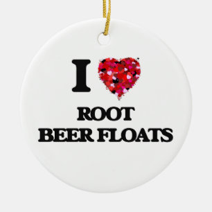 Ornamento De Cerâmica Eu amo flutuadores do refrigerante root beer