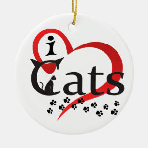 Ornamento De Cerâmica Eu amo gatos