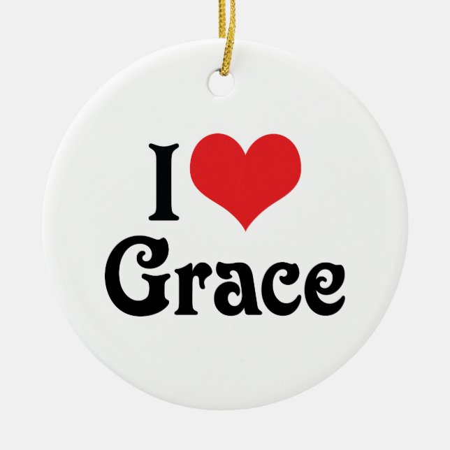 Ornamento De Cerâmica Eu Amo Grace (Frente)
