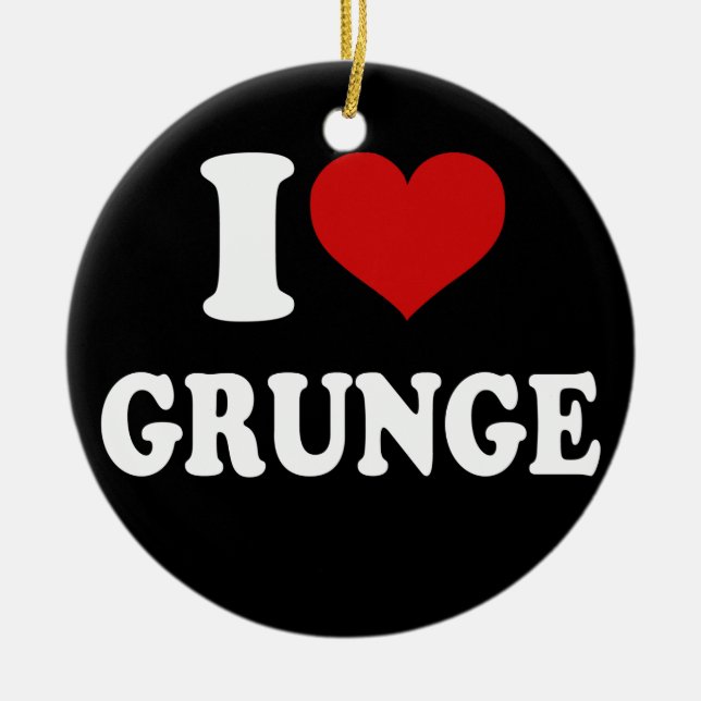 Ornamento De Cerâmica Eu Amo Grunge (Frente)