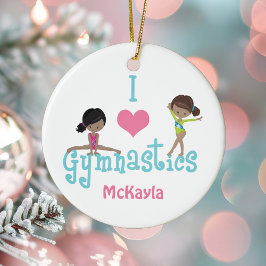 Ornamento De Cerâmica Eu Amo Gymnastics Custa African American Girl