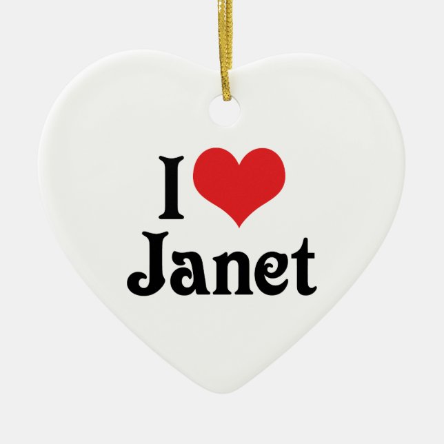 Ornamento De Cerâmica Eu Amo Janet (Frente)