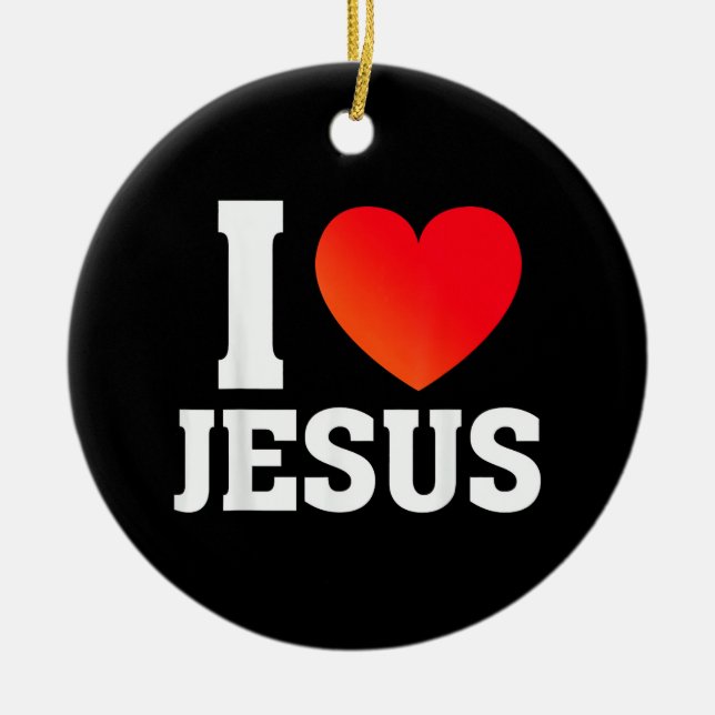 Ornamento De Cerâmica Eu Amo Jesus (Frente)