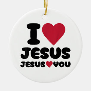Ornamento De Cerâmica Eu amo Jesus e Jesus te ama cristão