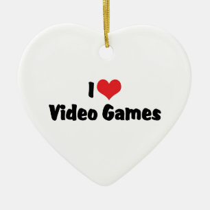 Ornamento De Cerâmica Eu Amo Jogos de Vídeo do Coração - Amante de Video