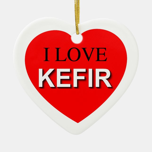 Ornamento De Cerâmica Eu Amo Kefir (Frente)