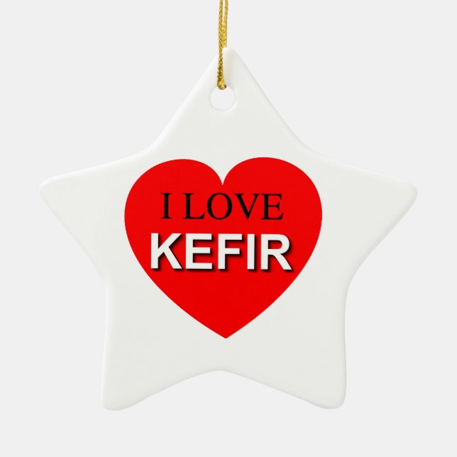 Ornamento De Cerâmica Eu Amo Kefir (Frente)