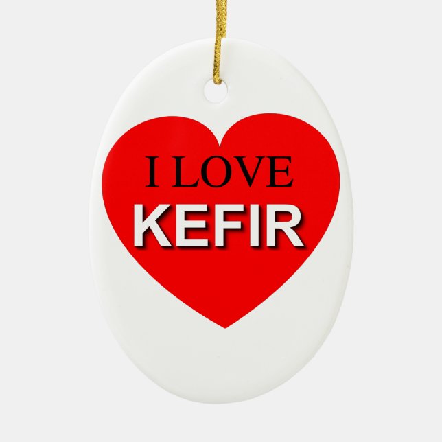 Ornamento De Cerâmica Eu Amo Kefir (Frente)