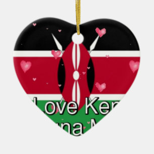 Ornamento De Cerâmica Eu Amo! Kenya Hakuna Matata