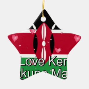 Ornamento De Cerâmica Eu Amo! Kenya Hakuna Matata