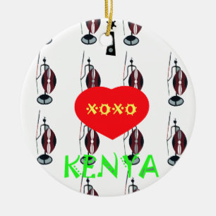 Ornamento De Cerâmica Eu amo Kenya XOXO