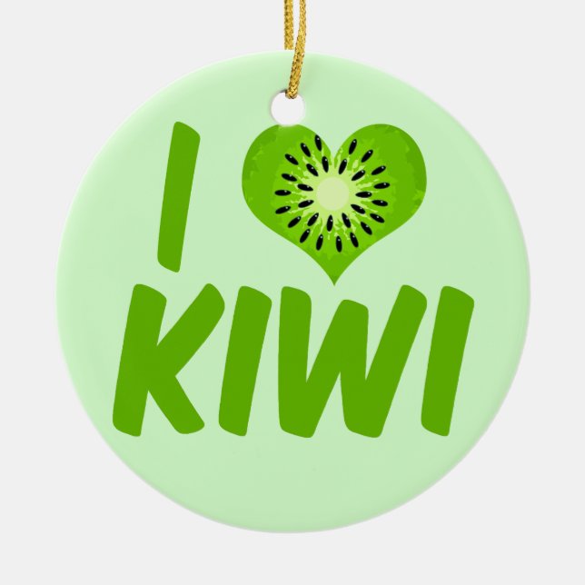 Ornamento De Cerâmica Eu amo Kiwi (Frente)
