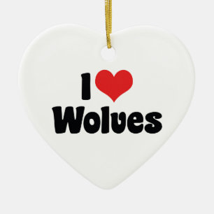 Ornamento De Cerâmica Eu Amo Lobos do Coração - Amante de Lobos