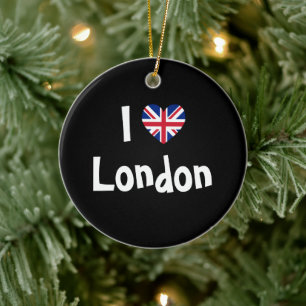 Ornamento De Cerâmica Eu amo Londres Union Jack Heart