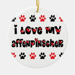 Ornamento De Cerâmica Eu amo meu Affenpinscher