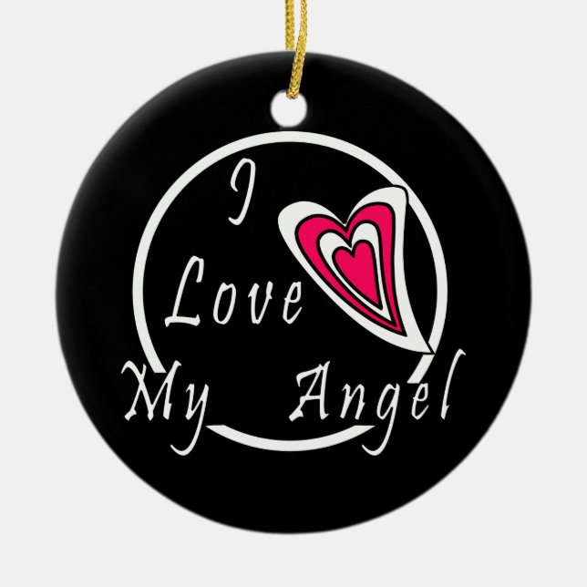 Ornamento De Cerâmica Eu amo meu Angel (Frente)